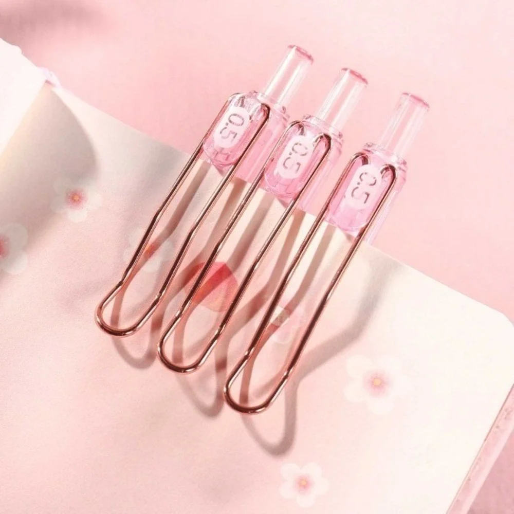 Joytop Peach Gel Pen Set 6 Pack Pink Rose Gold Clip 0.5mm Retractable Stationery